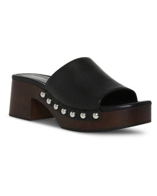 Madden Girl Black Hilly Faux Leather Studded Platform Sandals