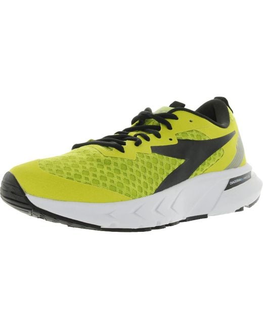 Diadora Yellow Mythos Blushield Volo Lace Up Trainer Running Shoes for men