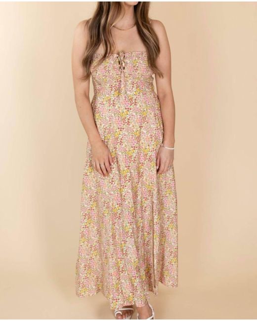 Dress Forum Natural Maria Lace Up Floral Midi Dress