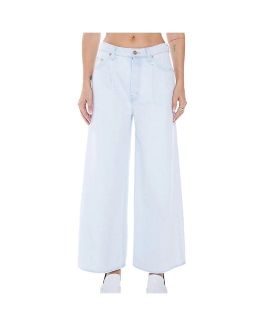 Mother Blue The Pleated Double Dip Puddle Jeans