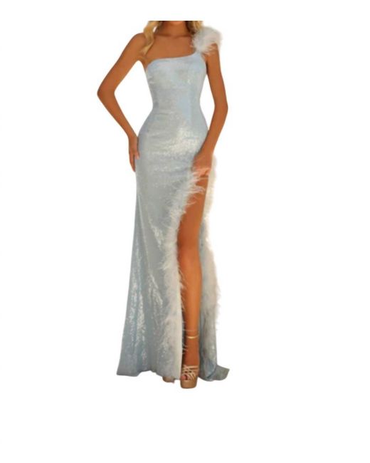 Clarisse White One-Shoulder Evening Gown