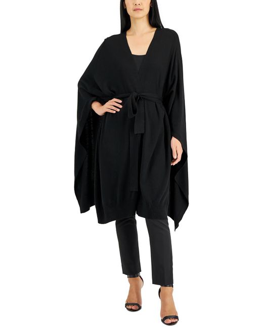 Donna Karan Black Cashmere Blend Cape Wrap Sweater