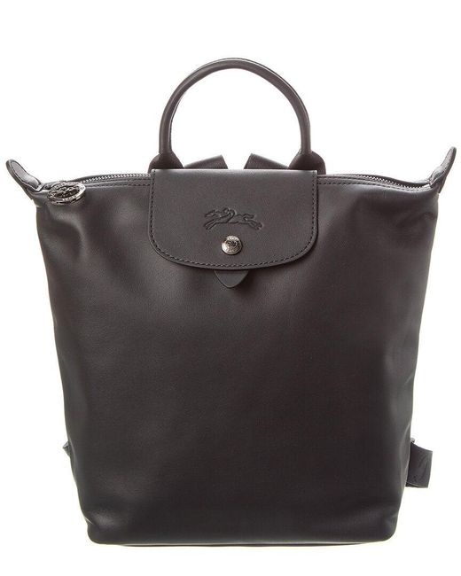 Longchamp black leather backpack sale