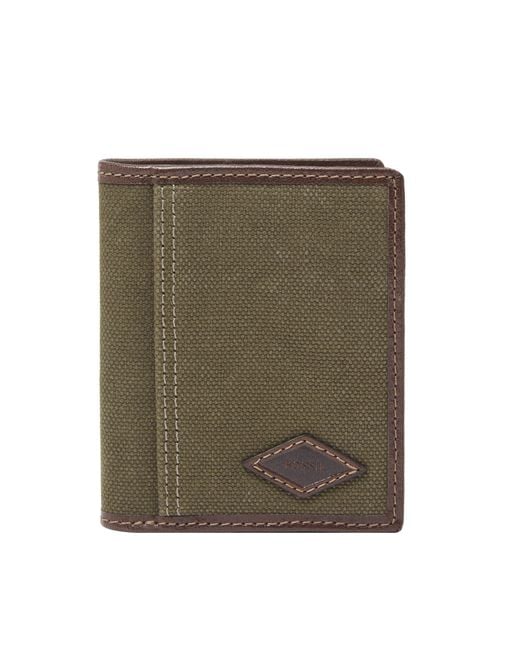 Fossil Mykel Cotton Front Pocket Walletbifold in Green for Men Lyst