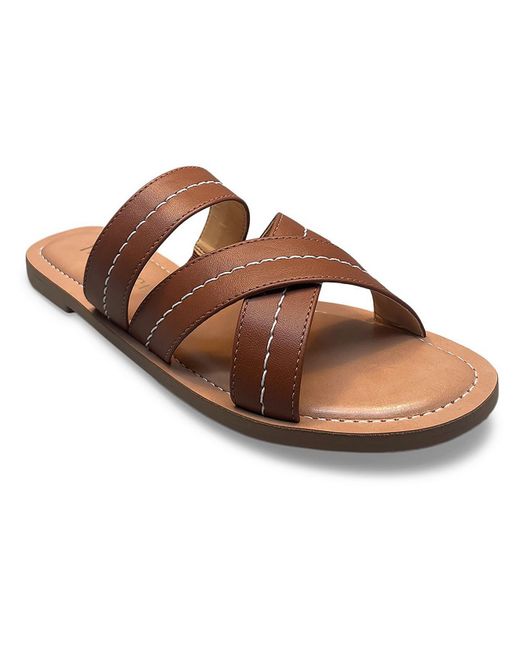 Jack Rogers Brown Thelma Comfort Leather Slip-on Thong Sandals