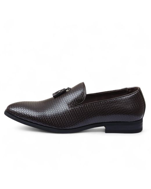 Infinity Leather Black Formal Tassel Loafers Slip-On Leather Shoes for men