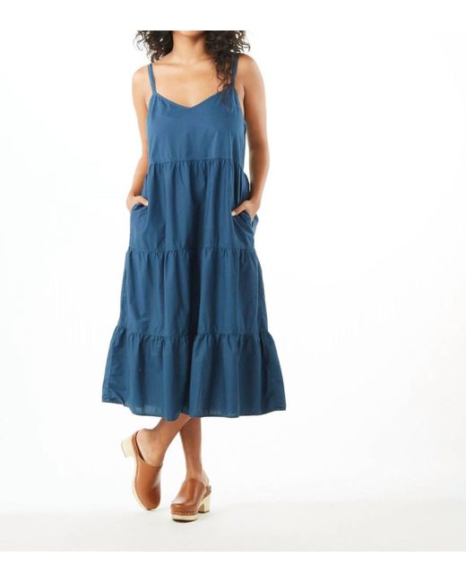 Nation Ltd Blue Aiko A-line Tiered Cotton Tank Dress