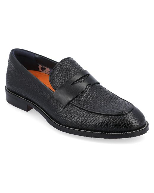 Thomas & Vine Black Leather Slip-on Loafers for men