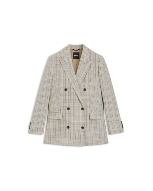 Boss Gray Checked Regular-Fit Blazer