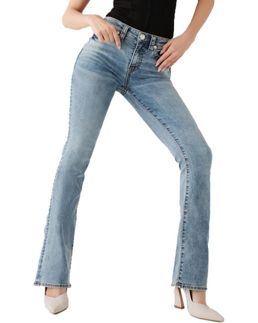 True Religion Blue Becca Mid Rise Stretch Bootcut Jeans