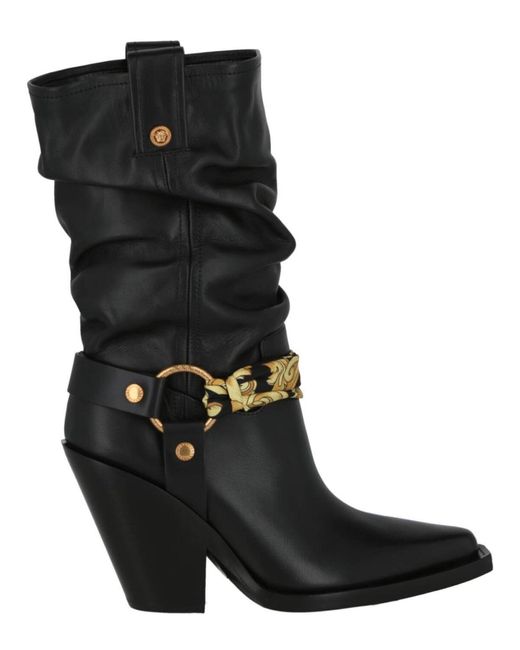 Versace Black Embellished Heeled Boots