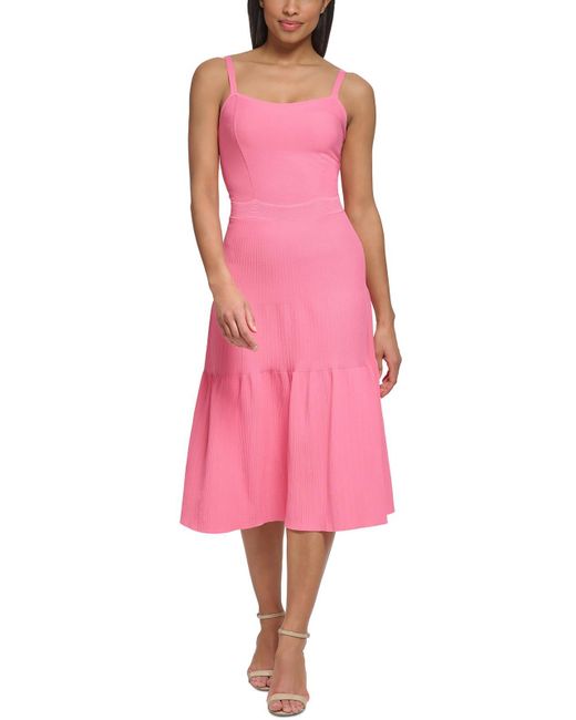 Donna Karan Pink Ribbed Rayon Maxi Dress