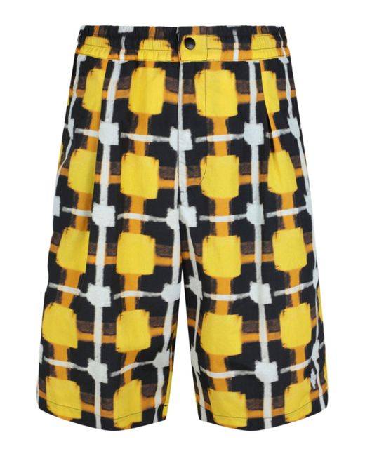 Marcelo Burlon Yellow Check Coulisse Nylon Shorts for men