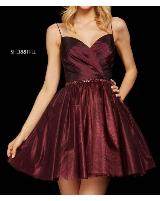 Sherri Hill Purple Cocktai Ruched Dress