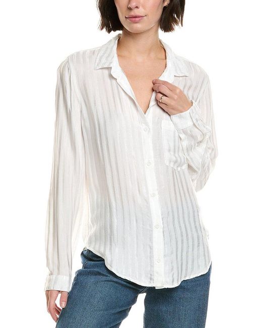 Bella Dahl White Shadow Stripe Blouse