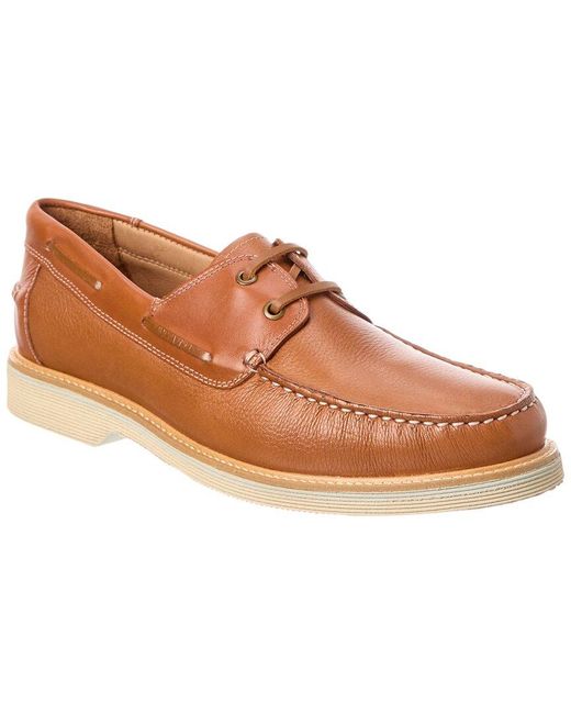 Donald J Pliner Men's Brown Foster Leather Boat Shoe