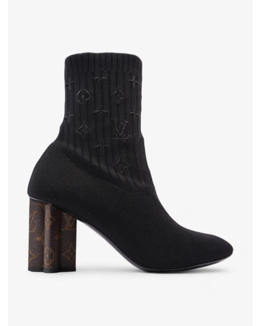 Louis Vuitton Black Silhouette Ankle Boots 6cm / Monogram Fabric
