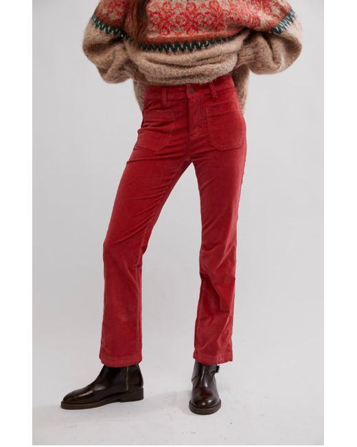 Free People Red High Time Kick Flare Pants