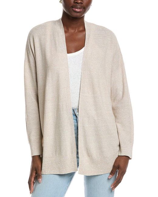 Eileen Fisher Natural Long Linen-Blend Cardigan