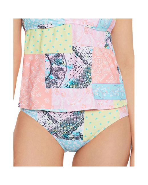 Salt + Cove Blue Juniors Patchwork Nylon Swim Bottom Separates