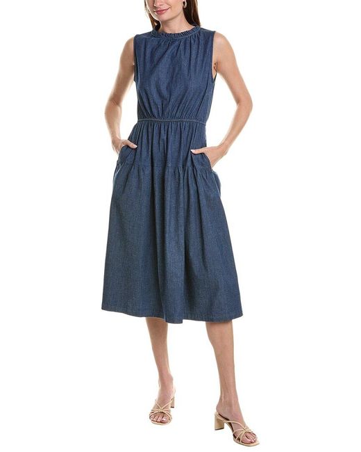 Anne Klein Blue Denim Midi Dress