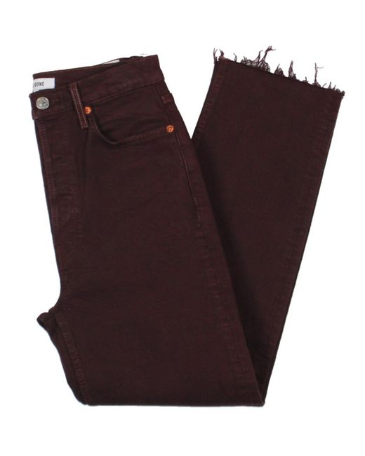 Re/done Brown Stove Pipe Denim Cropped High-waist Jeans