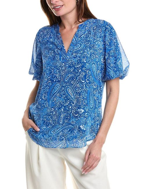 Vince Camuto Blue Puff Sleeve Blouse