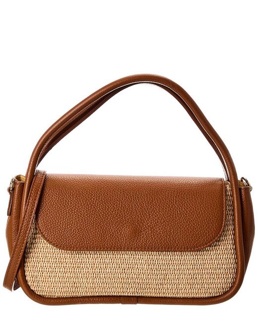 Italian Leather Brown Top Handle Shoulder Bag