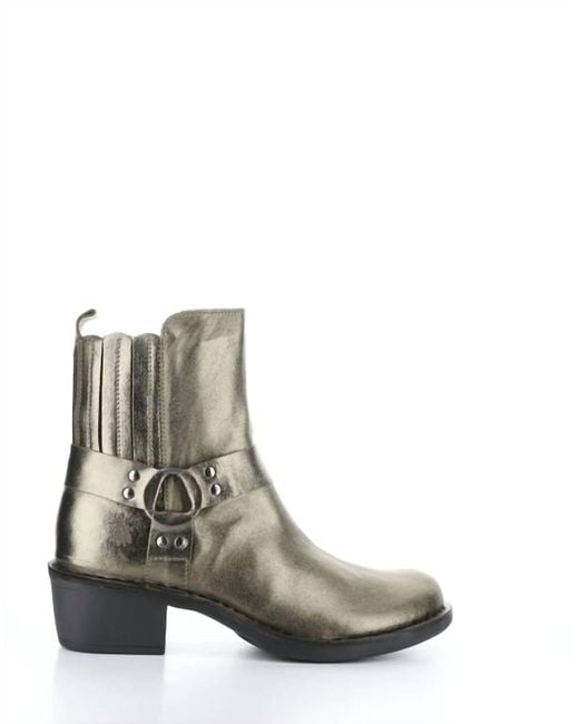 Fly London Metallic Round Toe Boots