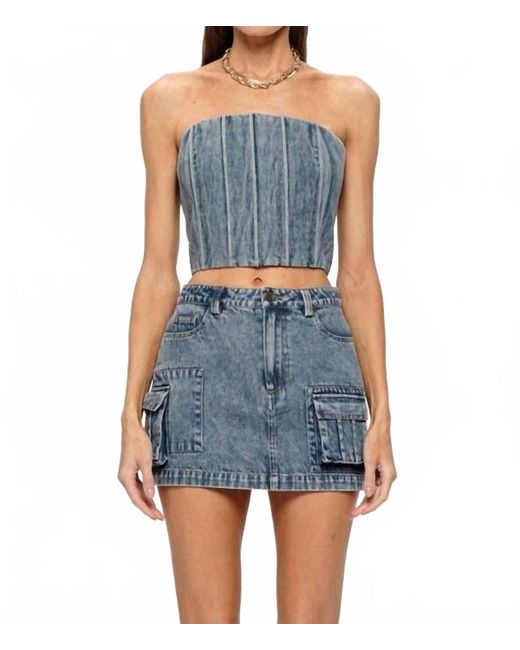 SOFIA The Label Blue Jasmine Denim Bustier Top