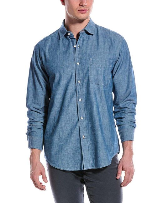 J.McLaughlin Blue Solid Brookville Shirt for men
