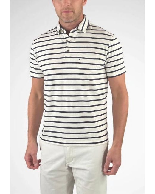 Tailor Vintage White Airotec Jersey Sailor Stripe Polo for men