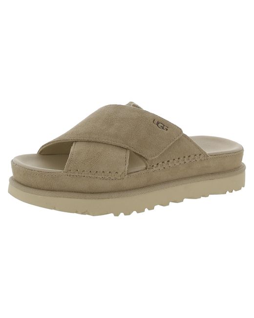 Ugg Brown Goldenstar Leather Slip On Platform Sandals
