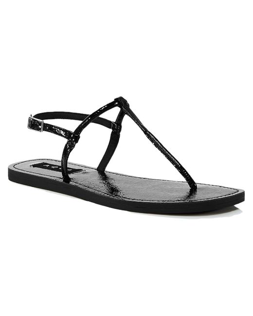 Aqua Zen Patent Slingback Flat Sandals in Black | Lyst