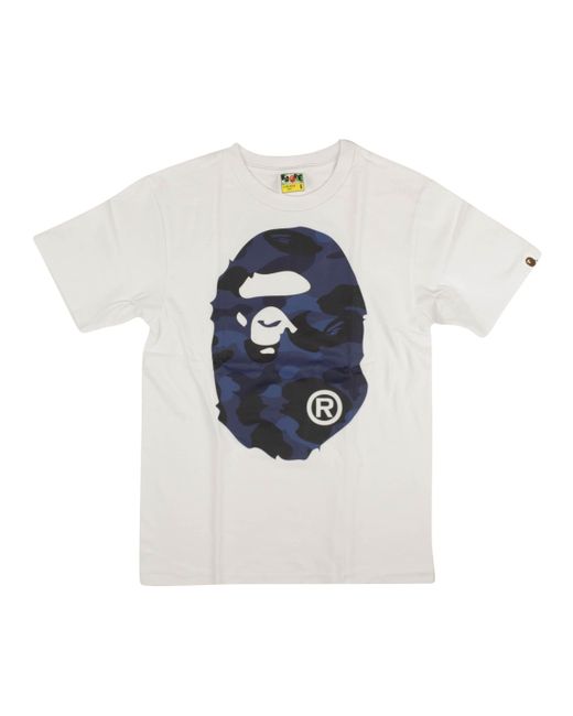 A Bathing Ape Blue Camo Logo Short Sleeve T-shirt