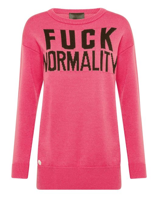 Philipp Plein Pink Pullover Round Neck Ls Statement