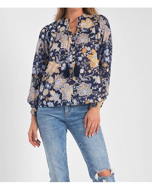 Elan Botanical Blouse In Blue | Lyst