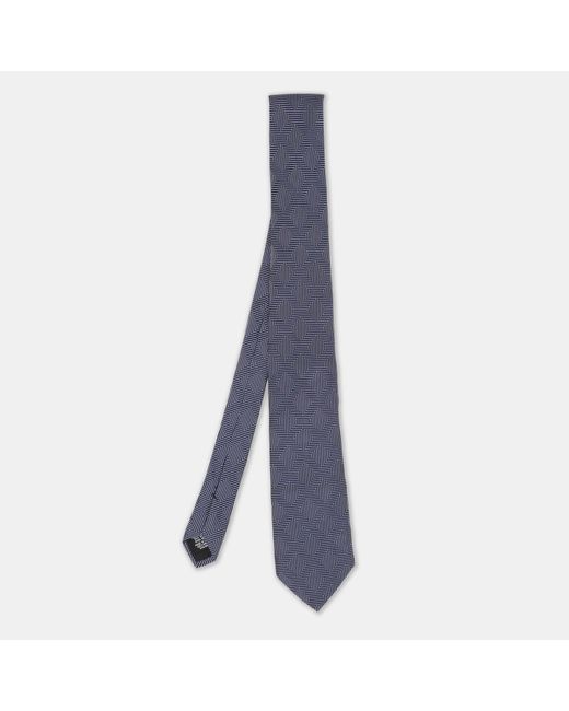 Boss Blue Patterned Jacquard Silk Tie for men
