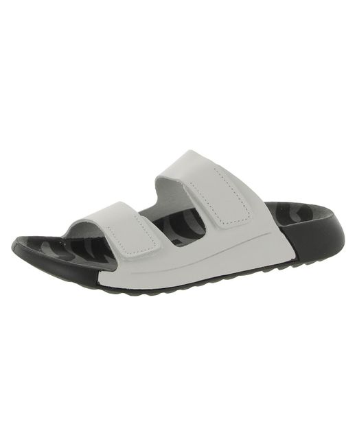 Ecco Gray Cozmo Velcro Flat Slide Sandals
