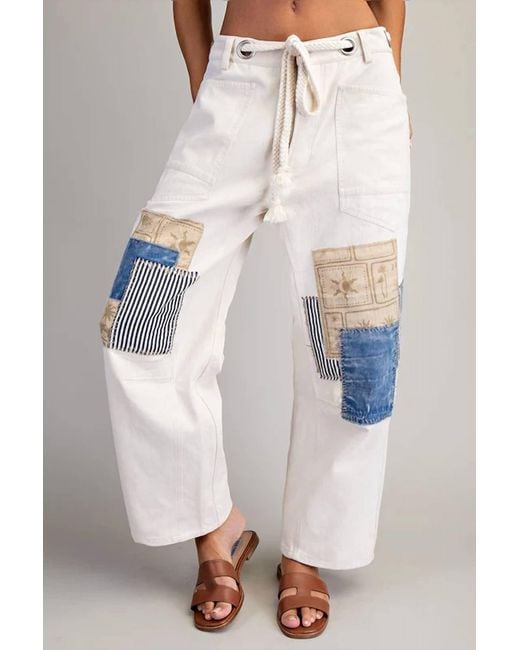 Eesome Natural Patchwork Mineral Washed Pants