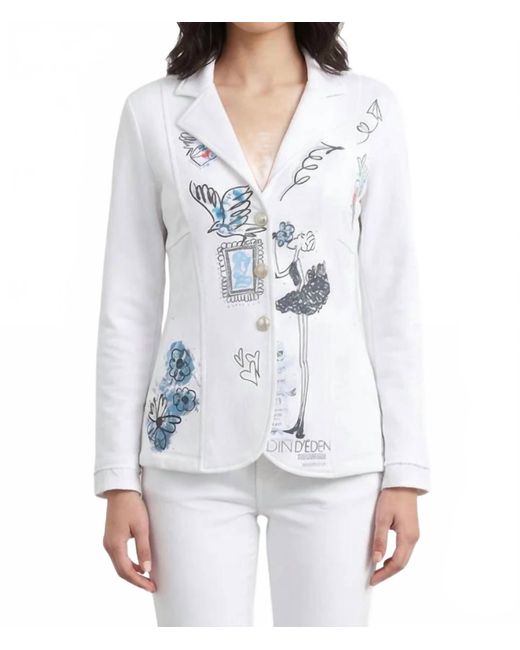 Dolcezza White Collared Blazer