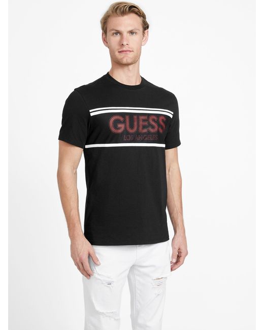 Guess Factory Brogue Logo Tee in Black for Men | Lyst