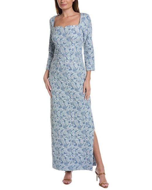 JS Collections Blue Remi Column Gown