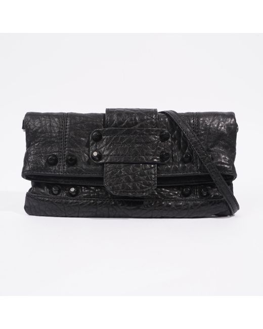 Alexander Wang Black Studded Flap Clutch Leather