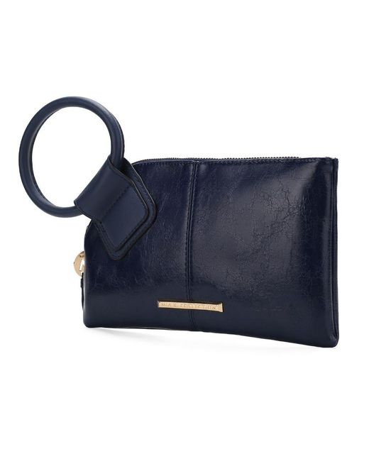 MKF Collection by Mia K Blue Simone Vegan Leather Clutch/wristlet For