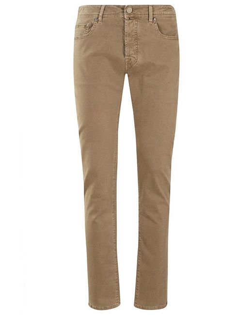 Jacob Cohen Natural Stretch Gabardine Trousers With Elegant Detailing for men