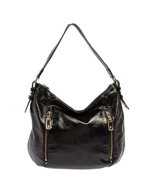 Cole Haan Black Textured Patent Leather Hobo
