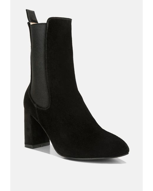 Rag & Co Black Gaven Suede High Ankle Chelsea Boots