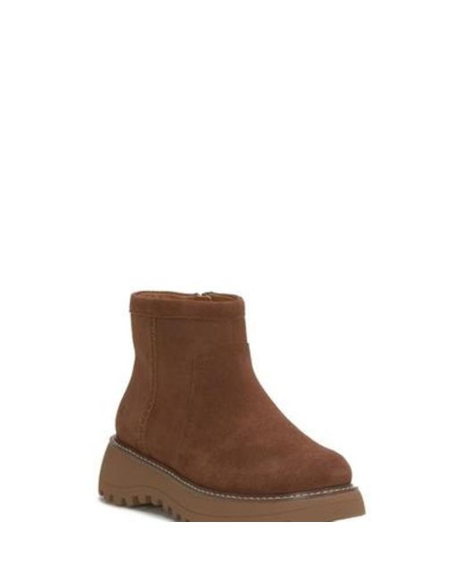 Lucky Brand Brown Chameli Boots Suede Round Toe Bootie Jobb1114