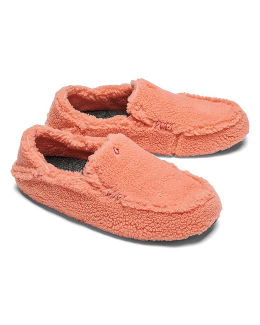 Olukai Pink Nohea Heu Faux Fur Slip On Loafer Slippers